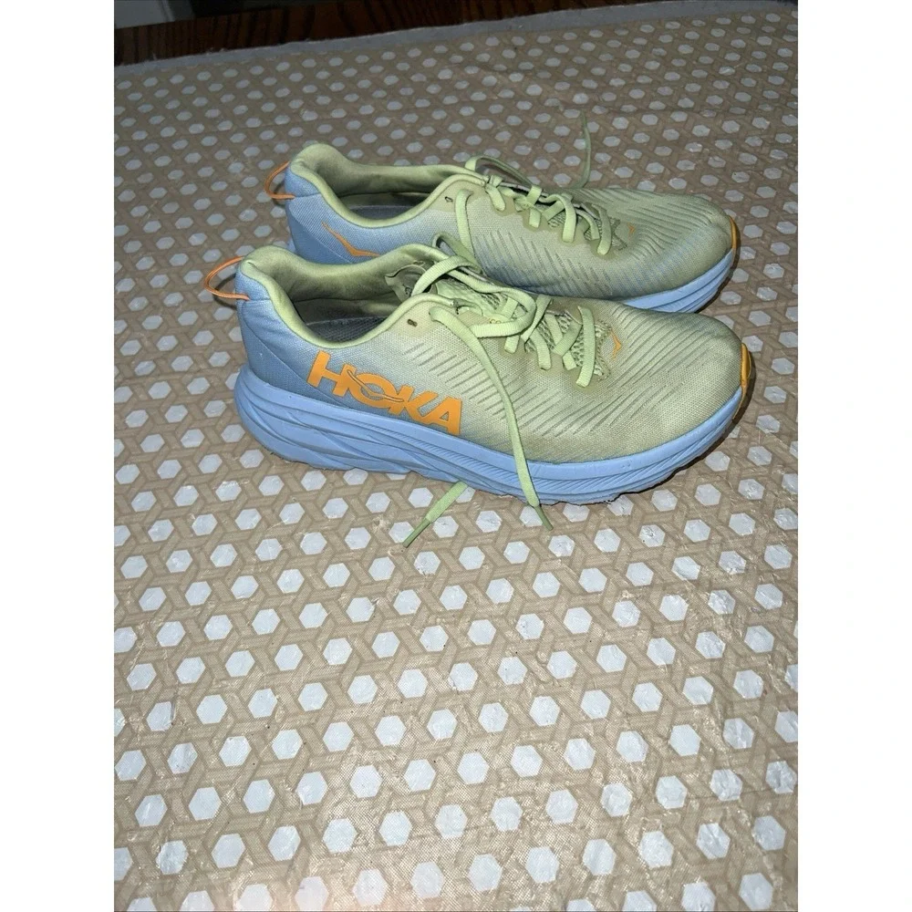 HOKA Rincon 3 Women's Lightweight Running Shoes Light Green Blue Orange Size 8B